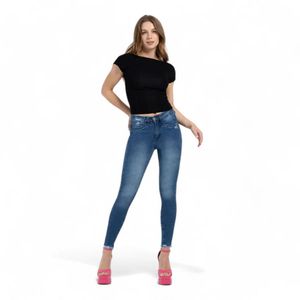 Jeans Skinny Tiro Medio Mujer Mohicano 3736 Push Up Azul