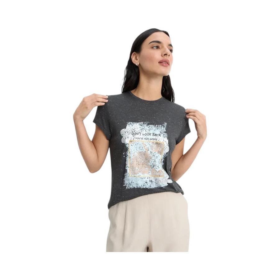 Polera IO Mujer Manga Corta Estampada Gris