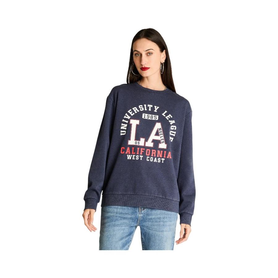 Polerón Oversize Print Frontal Mujer Acuarela Azul