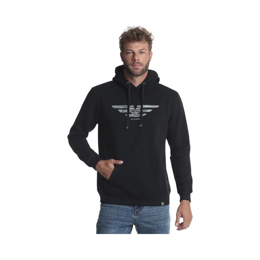Polerón Hoodie Hombre Estampado Ellus Negro