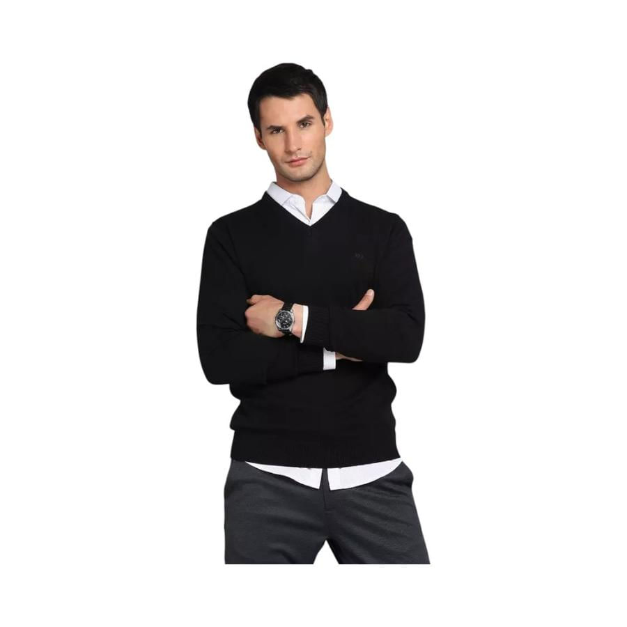 Sweater Cuello V Hombre Arrow Negro