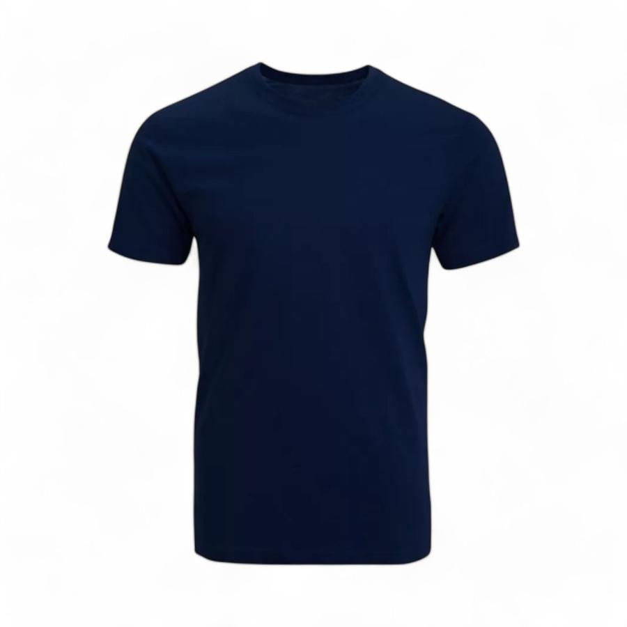 Polera Hombre Basica Lisa Manga Corta Azul Marino