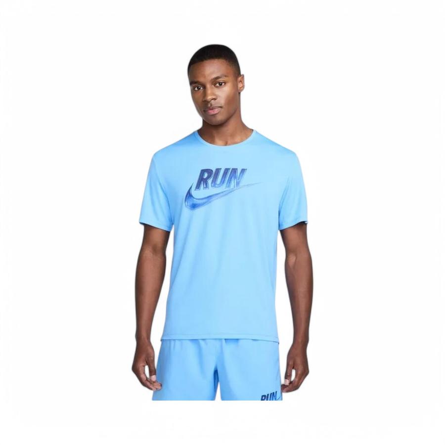 Polera Running Hombre Nike Miler Run Energy Celeste