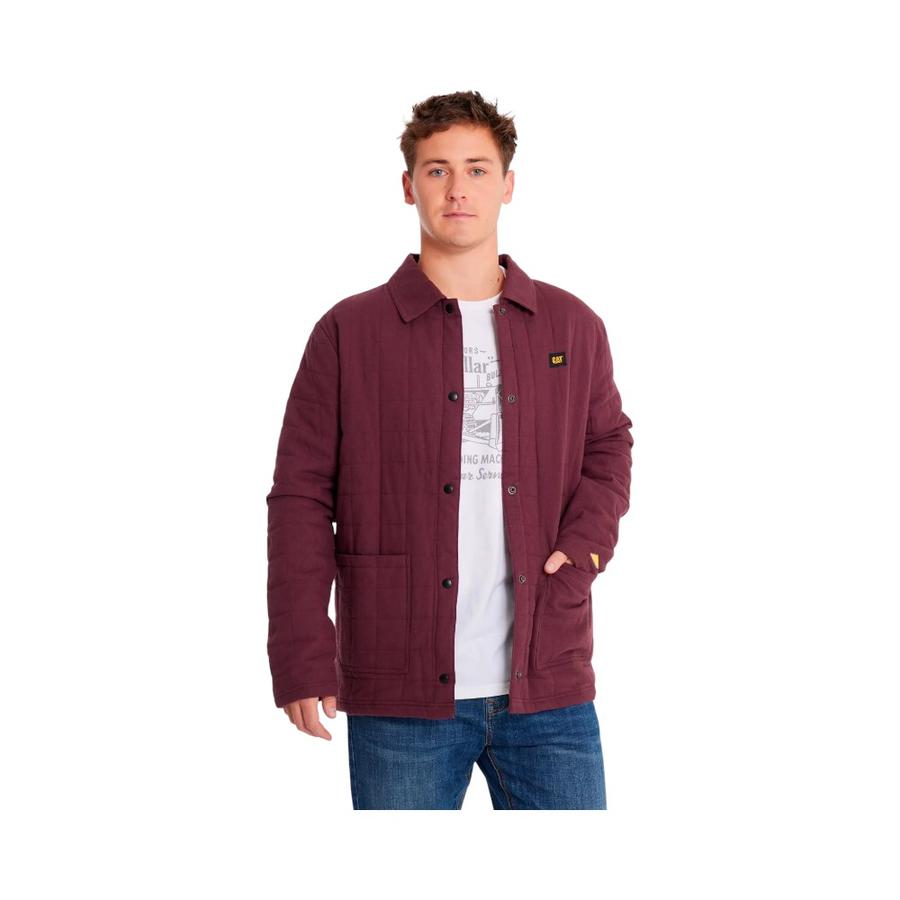 Chaqueta Hombre Caterpillar Quilted Flannel Burdeo