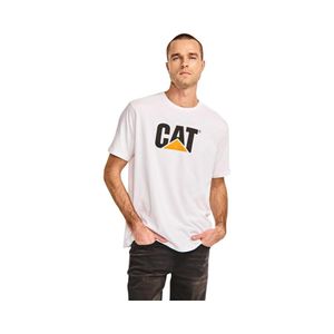 Polera Hombre Caterpillar Logo Grande Central Blanco