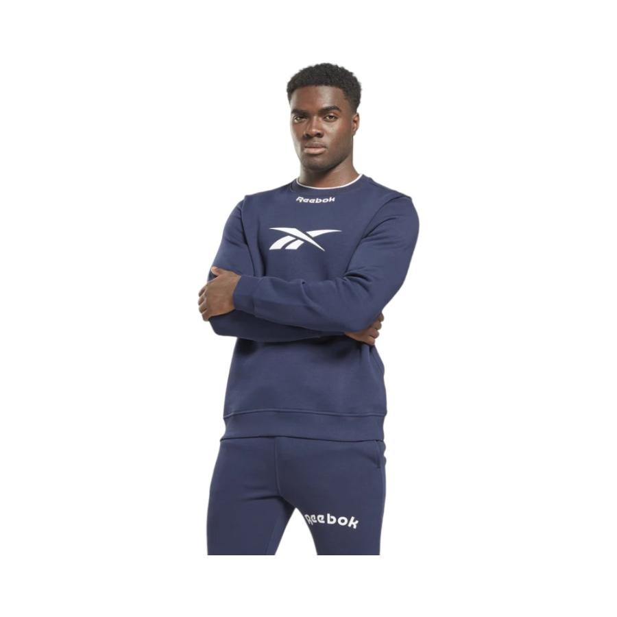 Poleron Hombre Reebok Ri Arch Logo Vector Crew Azul Marino