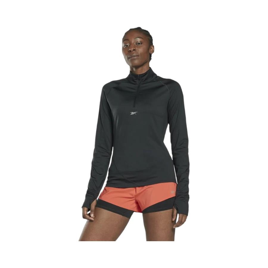 Polerón Deportivo Mujer Reebok Cierre Corto Running Negro