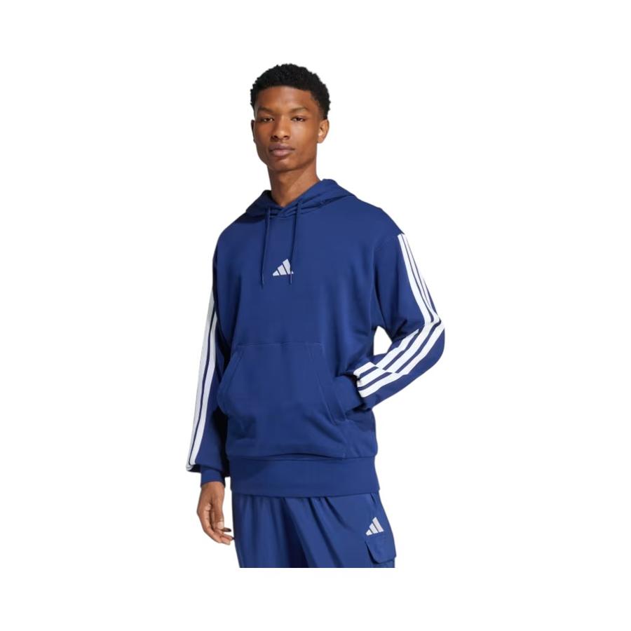 Polerón Hoodie Hombre Adidas Essentials 3 Tiras Azul
