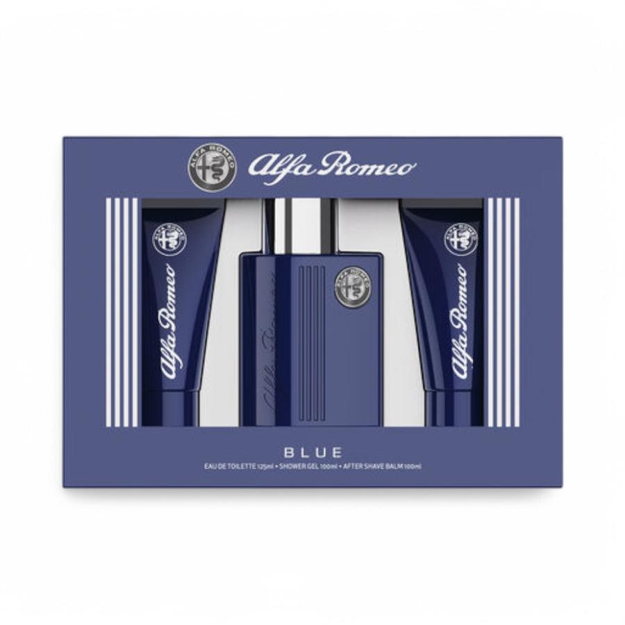 Set Perfume Hombre Alfa Romeo Blue EDT 125 Ml + Regalos