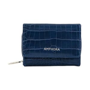 Billetera Pequeña Mujer Amphora Croccos Azul