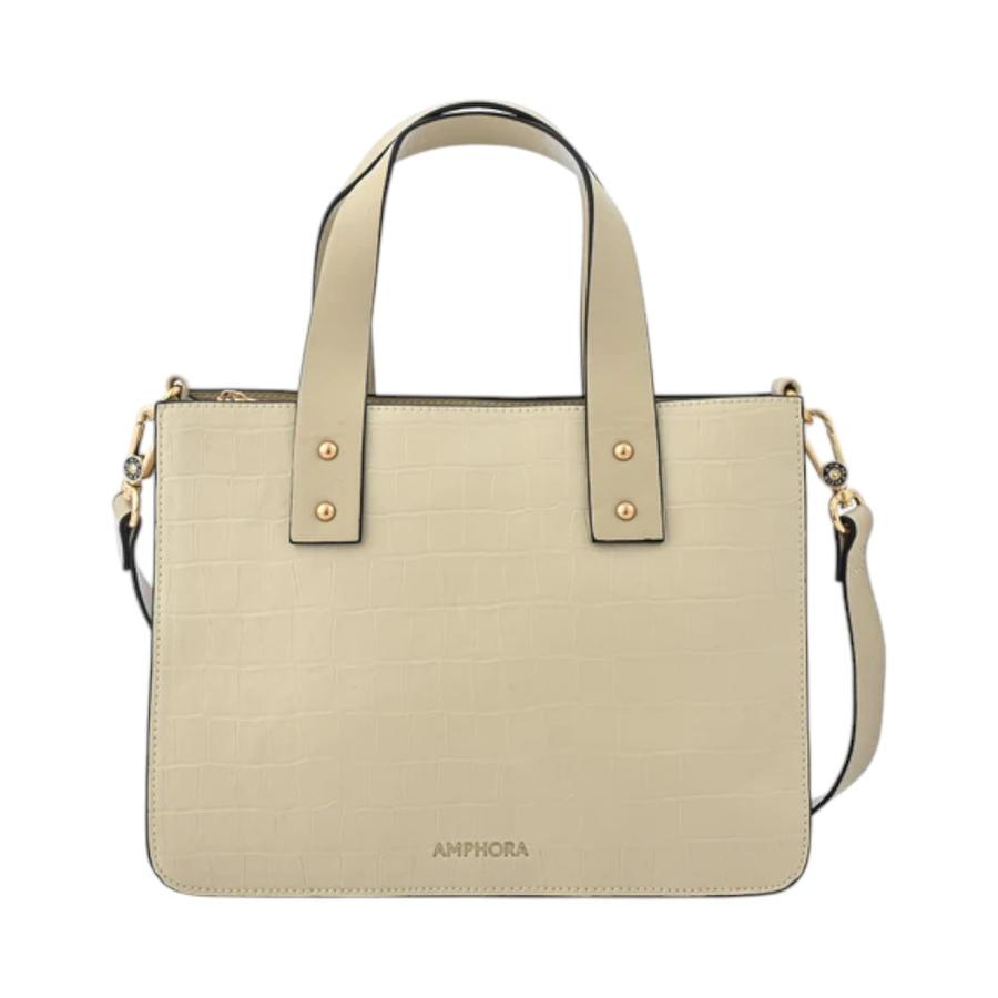 Cartera Mediana Amphora Dos Asas Rivoli Blanco Crudo