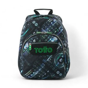 Mochila Escolar Totto Gommas 16 Litros Negro/Verde