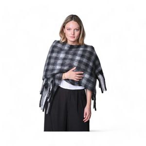 Bufanda Mujer Eclipse Elisa Cuadros Flecos Negro