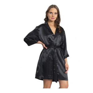 Bata Satin Liso Manga 3/4 Mujer Mon Amour Negro