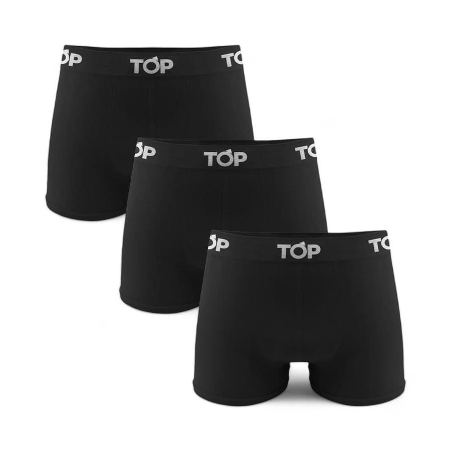 Pack 3 Boxers TOP C5 Medio Microfibra Sin Costuras Negro