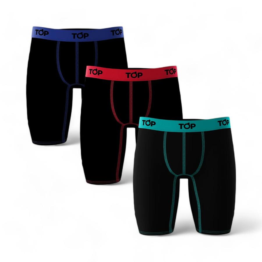 Pack 3 Boxers TOP C9 Largos Algodón Negro/Multicolor