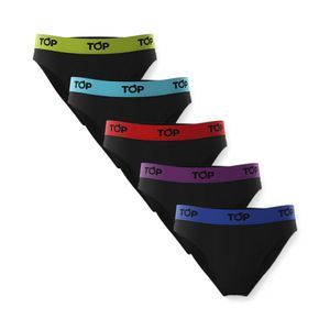 Pack 5 Slips Hombre TOP C7 Algodón Negro/Multicolor