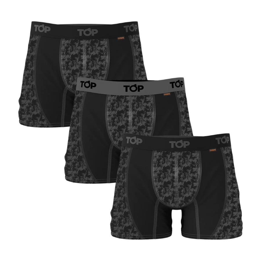 Pack 3 Boxer Medio Microfibra Cobre Hombre Top Negro