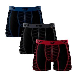 Pack 3 Boxer Medio Microfibra Cobre Hombre Top Lineas Negro