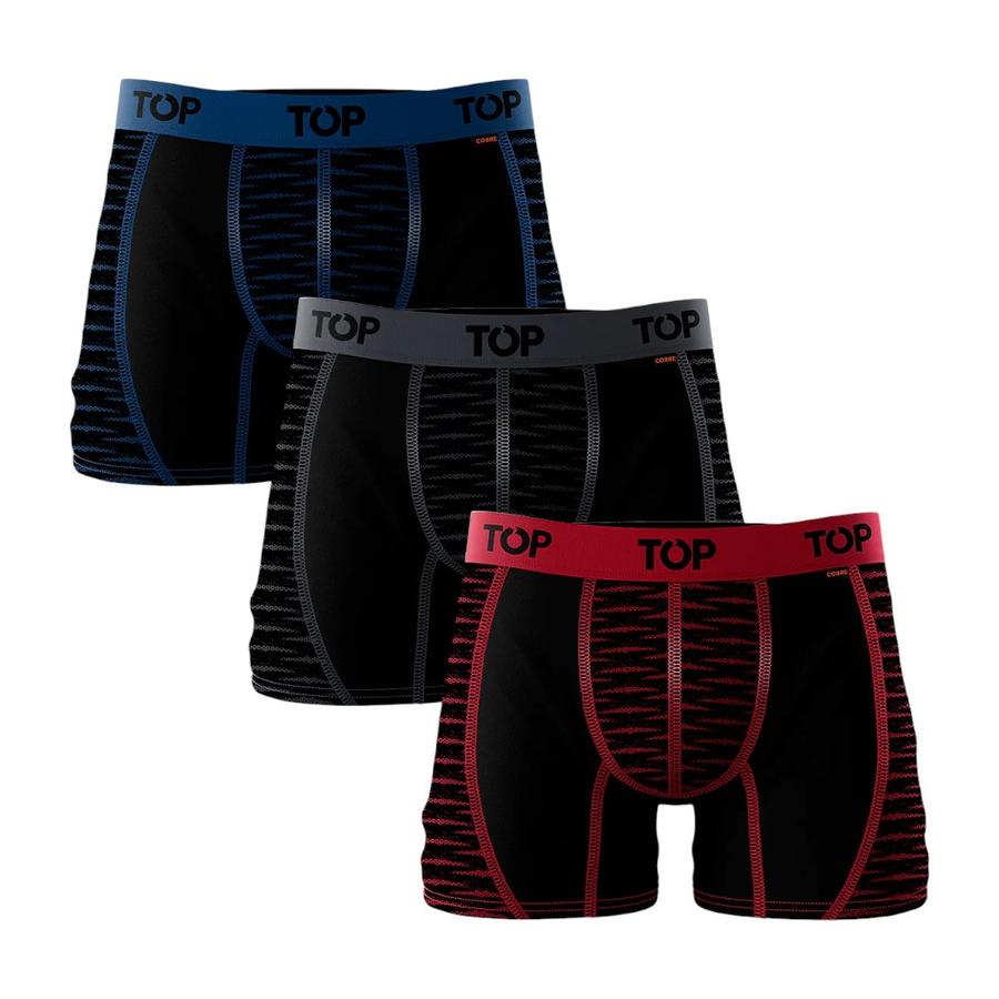 Pack 3 Boxer Medio Microfibra Cobre Hombre Top Lineas Negro