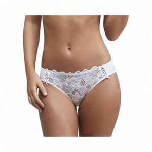Calzón Mujer Flores 1633 Bikini Encaje Y Licra Blanco