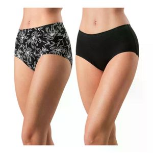 Pack 2x Calzón Flores Maxi Bonded Print Negro