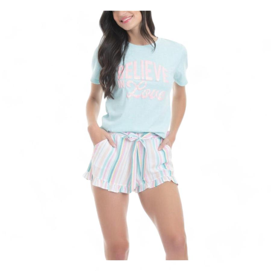 Pijama Short Algodón Mujer Lady Genny Menta