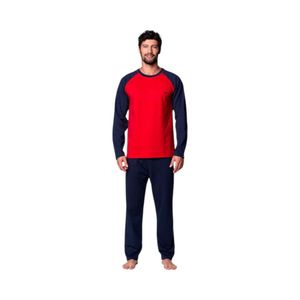 Pijama Hombre Top Algodón Diseño Rojo/Azul