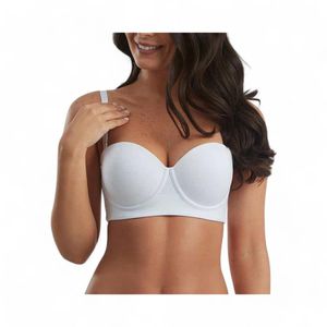Sostén Mujer Flores 11673 Sin Bretel Copa D Blanco