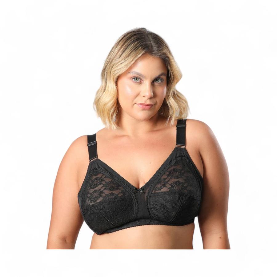 Sostén Mujer Flores 2255 Encaje Laminado Copa B Negro