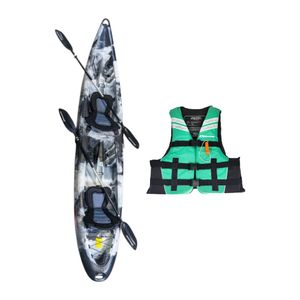 Kayak Doble Lago Blanco/Camo + Chaleco Salvavidas Esmeralda