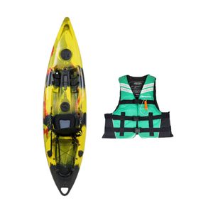 Kayak Single Travel Amarillo/Negro + Chaleco Esmeralda
