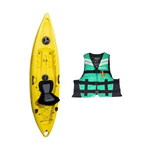 Kayak Single Travel Amarillo + Chaleco Salvavidas Esmeralda