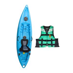 Kayak Single Travel Celeste + Chaleco Salvavidas Esmeralda