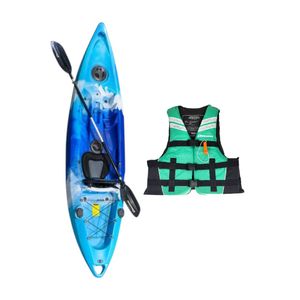 Kayak Single Travel Celeste/Camo + Chaleco Salvavidas