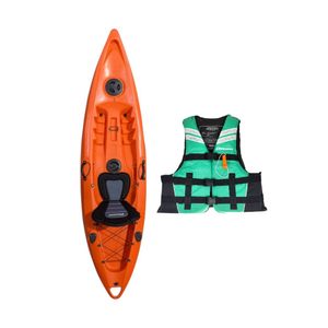 Kayak Single Travel Naranjo + Chaleco Salvavidas Esmeralda