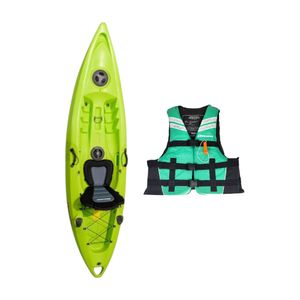 Kayak Single Travel Verde + Chaleco Salvavidas Esmeralda
