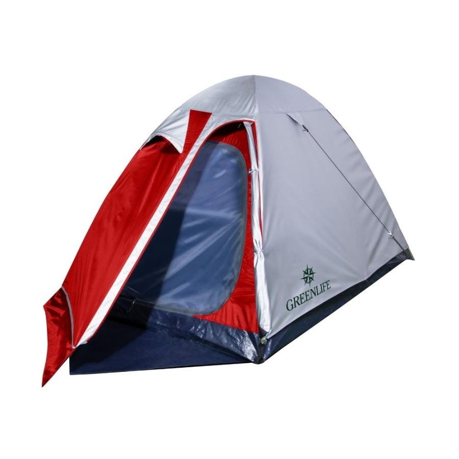 Carpa para 2 Personas Impermeable Greenlife Puelo Rojo y Gris