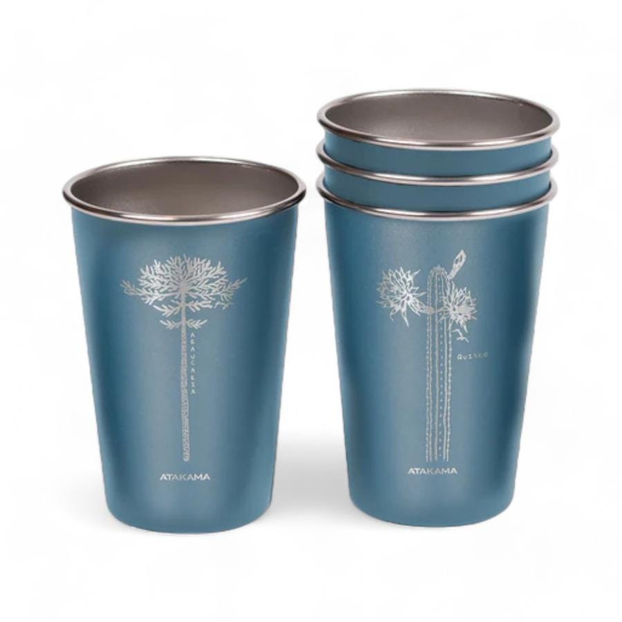 Set 4 Vasos Atakama Outdoor Flora Chilena 480 Ml Azul