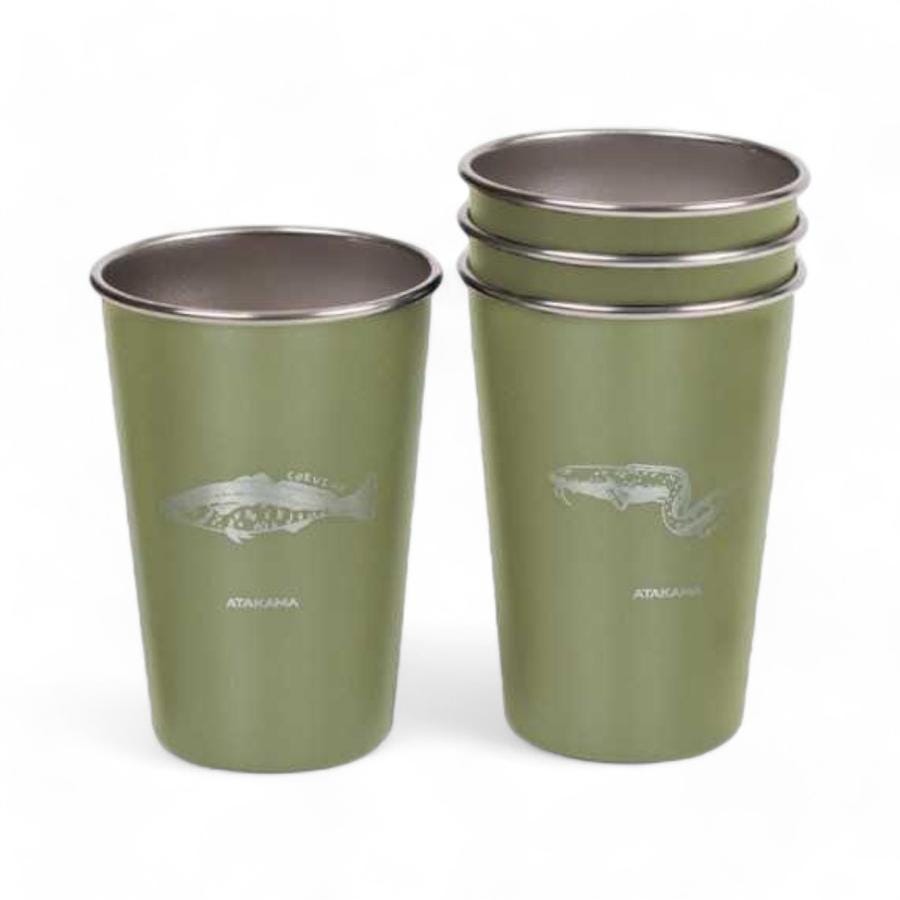 Set 4 Vasos Atakama Outdoor Peces Chilenos 480 Ml Olivo