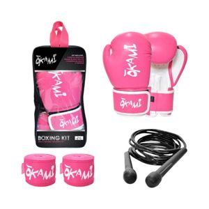 Kit Box Okami Guante, Cuerda y Venda Black Pro PU