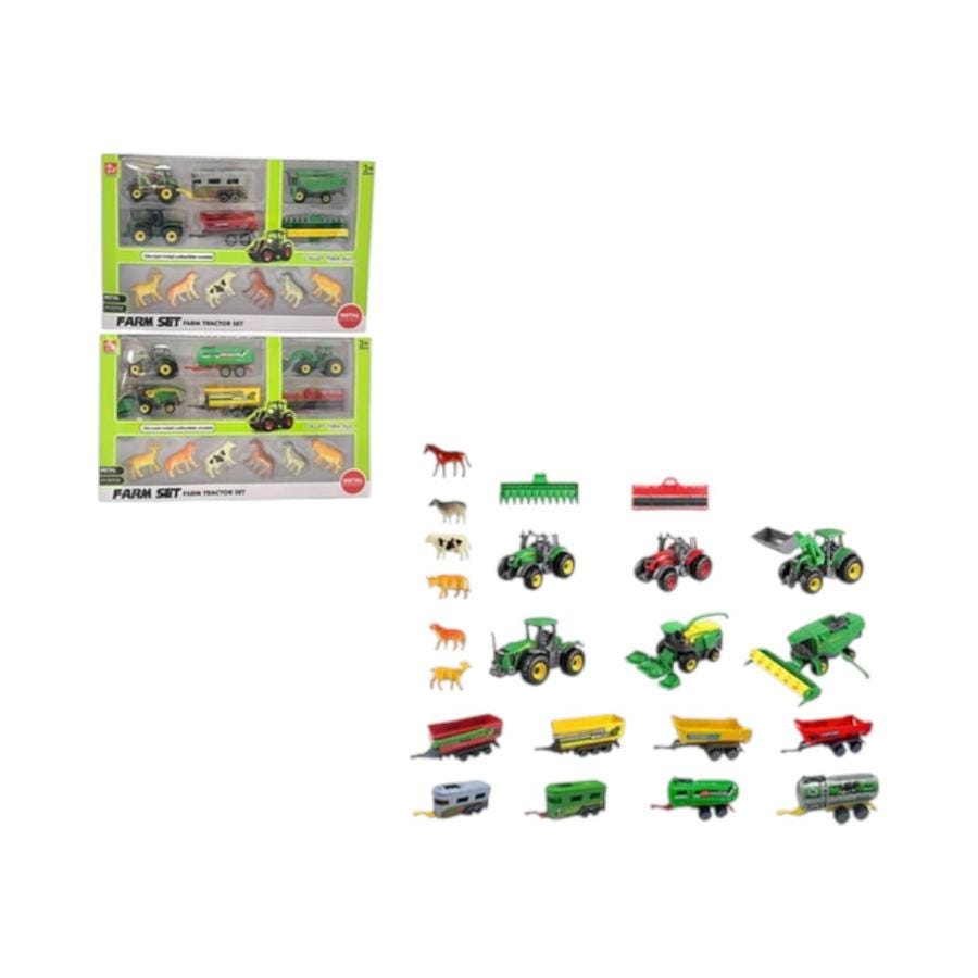 Set Vehículos De Campo Con Animales Y Accesorios Escala 1:64