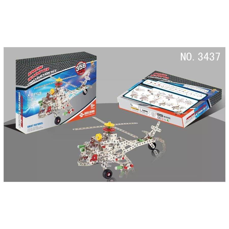 Helicoptero Juguete Metal Armable 361 Piezas