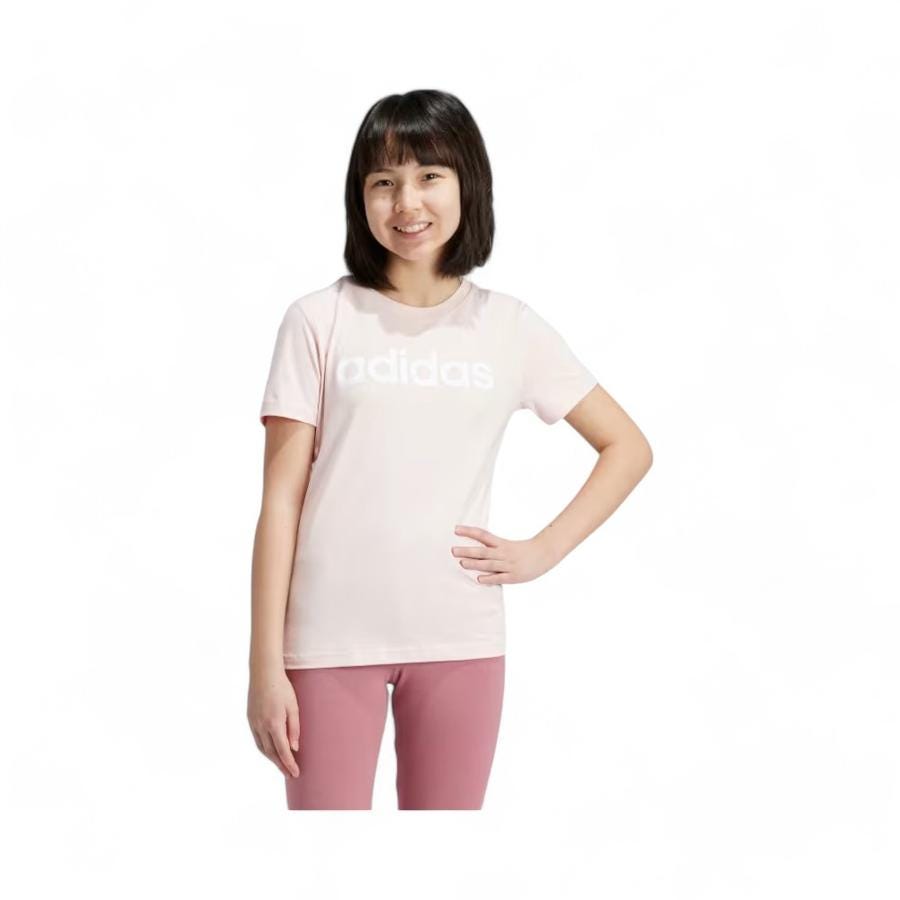 Polera Niñas Adidas Essentials Logo Lineal Ceñido Palo Rosa