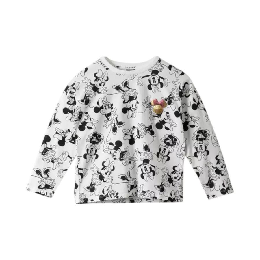 Polera Manga Larga Infantil Minnie Blanco