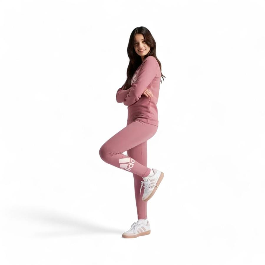 Calza Niñas Adidas Essentials Logo Grande Tiro Medio Rosado