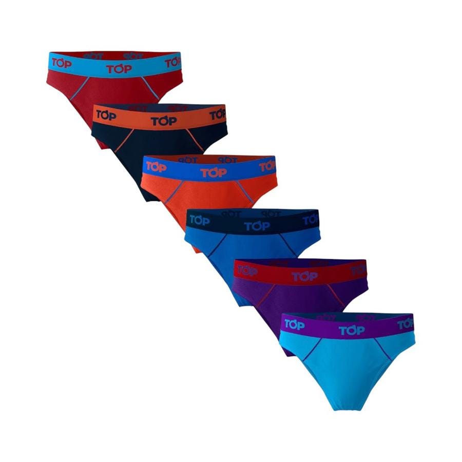 Pack 6 Slip Algodón Niño Top Multicolor