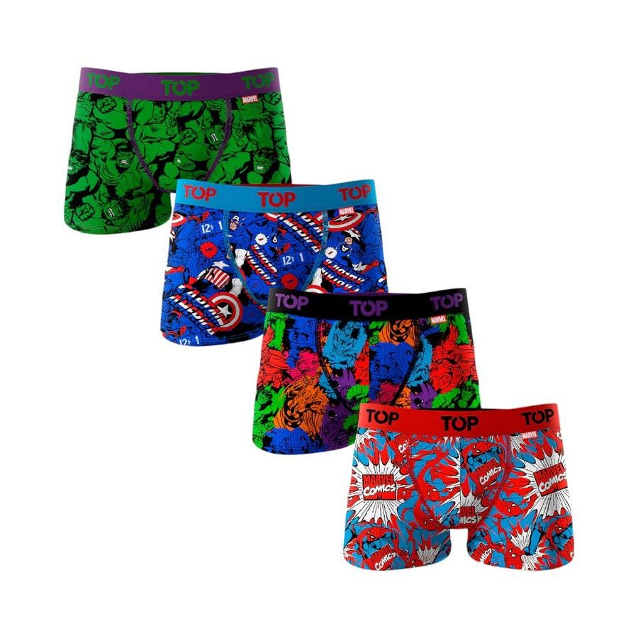 Pack 4 Boxer Algodón C15 Niño Marvel Top Multicolor