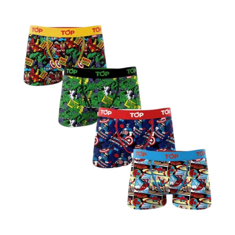 Pack 4 Boxer Algodón C14 Niño Marvel Top Multicolor