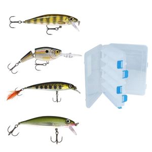 Combo 4 Señuelos De Pesca Rapala + Caja De Pesca Doble Cara